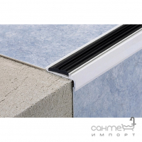 Захисний профіль для сходів із гумовою вставкою Profilpas Protect 75648 анодований алюміній, срібло
