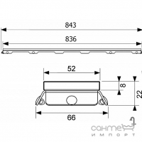 Решётка прямого дренажного канала TECE TECEdrainline Glas 600990 стеклянный/зеленый