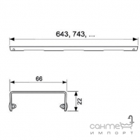 Решітка прямого дренажного каналу TECE TECEdrainline Basic 601011 нержавіюча сталь
