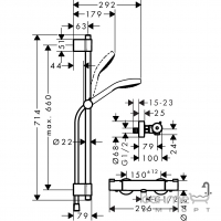 Змішувач-термостат із душовим гарнітуром Hansgrohe Croma Select S 27833400 хром