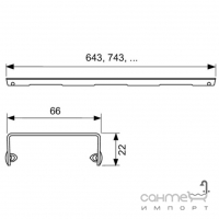 Решітка прямого дренажного каналу TECE TECEdrainline Lines 601521 нержавіюча сталь, матовий