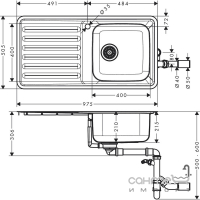 Кухонна мийка з нержавіючої сталі Hansgrohe S4111-F400 43341800 хром