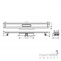 Линейный душевой трап без решетки Hansgrohe uBox Universal Flat 1000 56020180