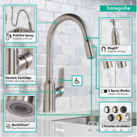 Смеситель для кухни с вытяжным изливом Hansgrohe Focus M42 71800800 нержавеющая сталь