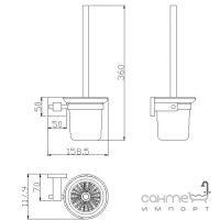 Туалетний йоржик Genwec Formentera (нержавіюча сталь матова, матове скло) GW05 19 04 01