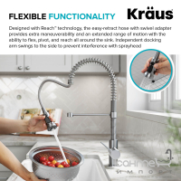 Змішувач для кухні з гнучким виливом та підключенням до фільтру Kraus KFF-1691CH хром