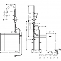 Змішувач для кухні + стартовий комплект SodaSystem 210 Hansgrohe Aqittura M91 76806800 нерж. сталь, S-Box