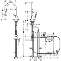 Змішувач для кухні з підключенням для фільтрованої води Hansgrohe Aqiuttura M91 76826000 хром, S-Box