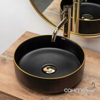 Раковина на столешницу Rea Sami Black Matt Gold Edge REA-U0595 матовая черная с золотым кантом