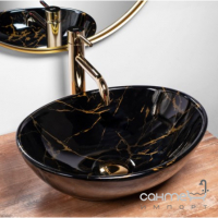 Раковина на столешницу Rea Sofia Black Marble Shiny REA-U5611 черный мрамор глянец