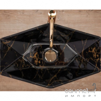 Раковина на столешницу Rea Vegas Black Marble Shiny REA-U5603 черный глянцевый матовый мрамор
