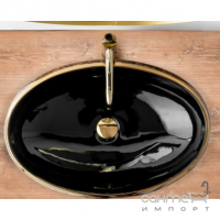 Раковина на столешницу Rea Meryl Black REA-U8811 черная с золотым декором