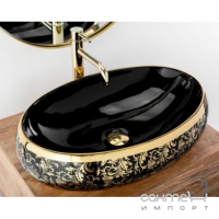 Раковина на столешницу Rea Meryl Black REA-U8811 черная с золотым декором