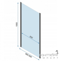 Боковая неподвижная стенка душевой кабины Rea Rapid Black 100 REA-K6423 черная/прозрачное стекло