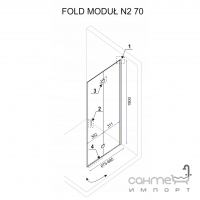 Бічна частина душової кабіни Rea Fold Modul 70 REA-K7444 хром/прозоре скло
