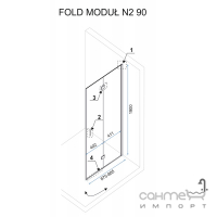 Бічна частина душової кабіни Rea Fold Modul 90 REA-K7442 хром/прозоре скло
