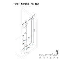 Бічна частина душової кабіни Rea Fold Modul 100 REA-K7439 хром/прозоре скло
