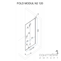 Бічна частина душової кабіни Rea Fold Modul 120 REA-K7437 хром/прозоре скло