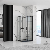 Прямокутна душова кабіна Rea Concept Black REA-K6389 профіль чорний/прозоре скло