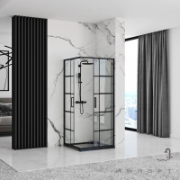 Квадратна душова кабіна Rea Concept Black REA-K5479 профіль чорний/прозоре скло