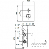 Змішувач-термостат для ванни прихованого монтажу Bugnatese Tetris TETCR9178 хром