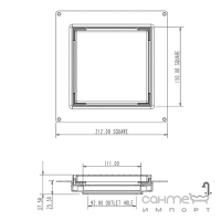 Точечный душевой трап без сифона McAlpine Tribal CD150-90-BTRI решетка нерж. сталь