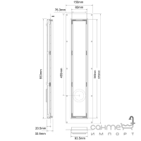 Линейный душевой трап с сифоном McAlpine Love CD600-BLOV-NT решетка нерж. сталь