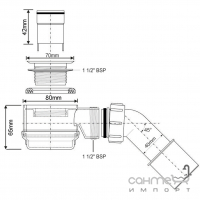 Линейный душевой трап с сифоном McAlpine Love CD600-BLOV-NT решетка нерж. сталь