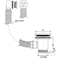 Слив с донным клапаном McAlpine CWSF70-CB-25 хром