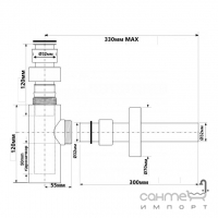 Сифон для раковины McAlpine CA32MINICB-120BLACK матовый черный