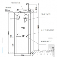 Питний фонтанчик з функцією охолодження води, керування педаллю Genwec Cold Water (нержавіюча сталь) GW10 01 04 02