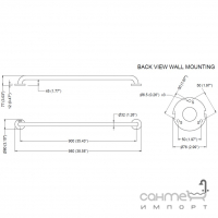 Поручень для ванной 900  мм Genwec Straight Bar (матовая нержавеющая сталь) GW11 05 04 01