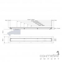 Линейный душевой трап McAlpine OmegaSlim MPCD1200-O-B-NT нержавеющая сталь