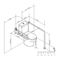 Поручень от стены к полу L90 Genwec Grab Bar (белый) GW11 14 03 00