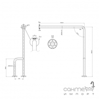 Поручень от стены к полу L90 левосторонний Genwec Grab Bar (полированная нержавеющая сталь) GW11 12 04 02