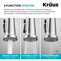 Смеситель для кухни с гибким изливом и подключением к фильтру Kraus KFF-1691SFS нержавеющая сталь