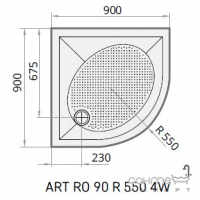 Душевой поддон с передней панелью PAA ART RO 90 R 550 4W KDPARTRO90R550W/xx белый