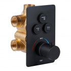 Змішувач-термостат для ванни/душа прихованого монтажу, на три споживачі Q-tap Votice QTVOT6443T105NKB матовий чорний