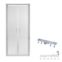 Душевая дверь в нишу Qtap Gemini CRM209.C6 + линейный трап Dry FB304-600