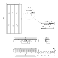 Душові двері в нішу Qtap Unifold CRM208.C4 + лінійний трап Dry FB304-600
