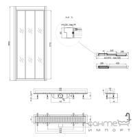 Душевая дверь в нишу Qtap Unifold CRM208.C4 + линейный трап Dry FB304-600