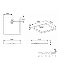 Квадратный душевой поддон Kolo Nemea 800x800 550.560.00.1 белый глянец