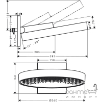 Настінний верхній душ Hansgrohe Rainfinity 360 1jet 26230340 чорний браш