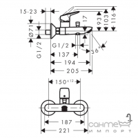 Смеситель для ванны Hansgrohe Logis 71401000 хром