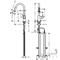 Смеситель для кухни с вытяжным изливом Hansgrohe Talis M52 73863800 сталь