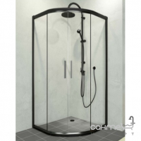 Напівкругла душова кабіна Veronis Alonza Black 900x900 профіль матовий чорний/скло прозоре