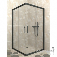 Квадратна душова кабіна Veronis Indiana Black 900x900 профіль матовий чорний, прозоре скло