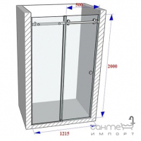 Душевая дверь в нишу Weston Shower Doors WDS6 1215мм прозрачное стекло