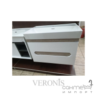 Подвесная тумба с раковиной и зеркальный шкафчик с подсветкой Veronis Ren 80 White-Rustic VE-TRENWR80