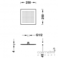 Верхній душ квадратний Tres Inox 134315011 хром